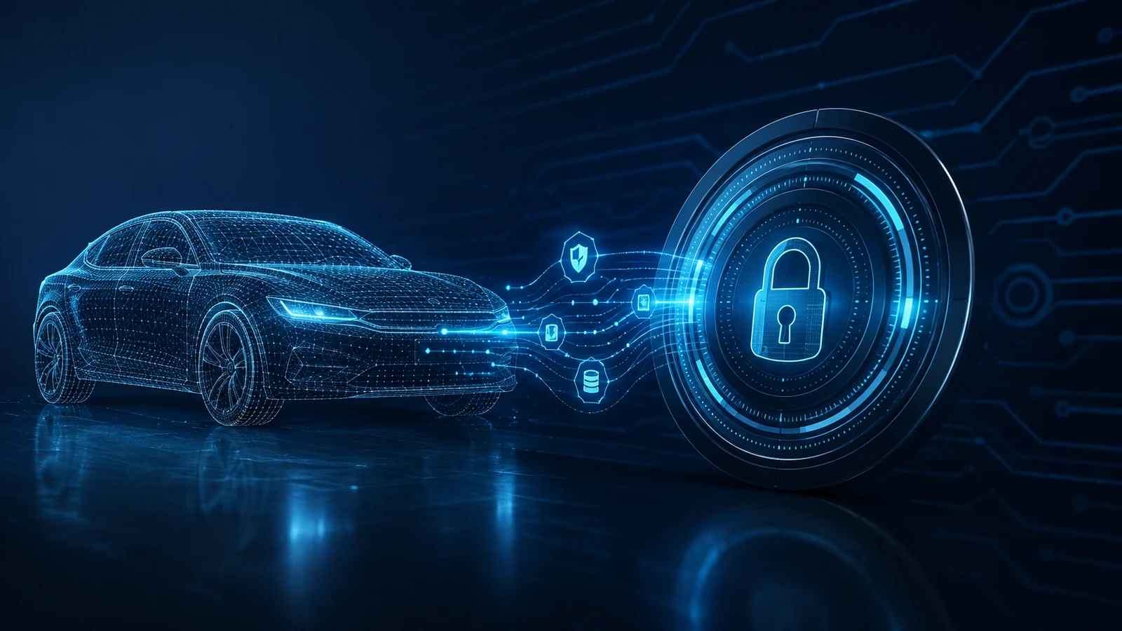 Vernetztes Elektrofahrzeug mit geschütztem digitalen Datenzugang als Symbol für den Batteriepass