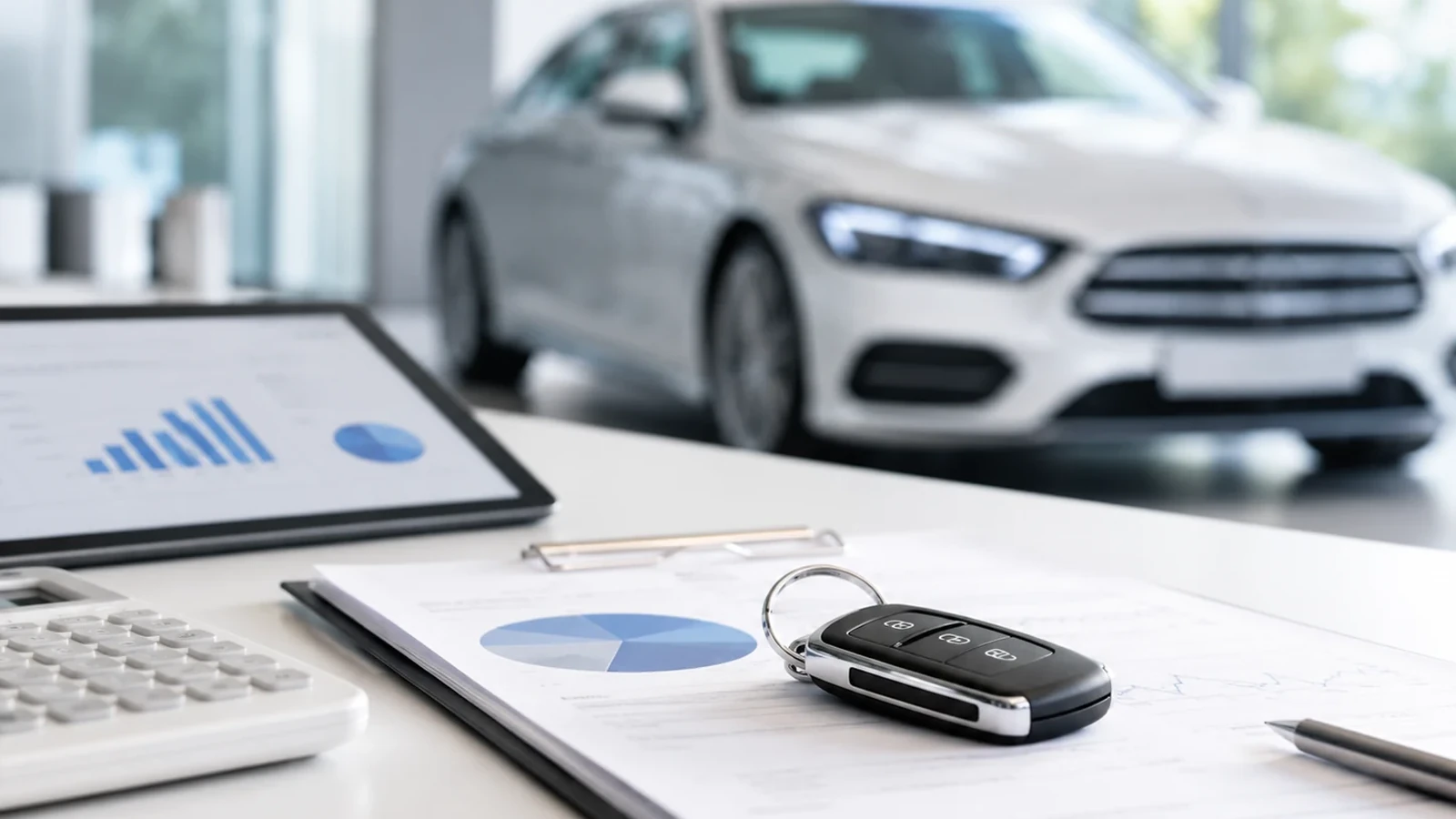 Finanzanalyse und Autoschlüssel zur Erklärung des Ankaufspreises