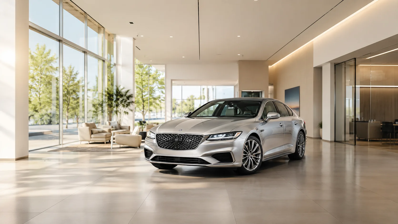 Premium Fahrzeug im modernen Showroom